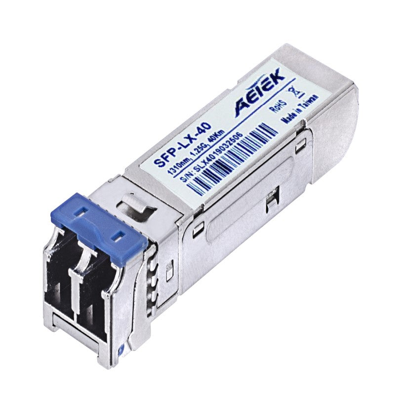 Aetek Single-mode SFP Transceiver, Standard/Industrial, LC Connector, Various Tx Ranges