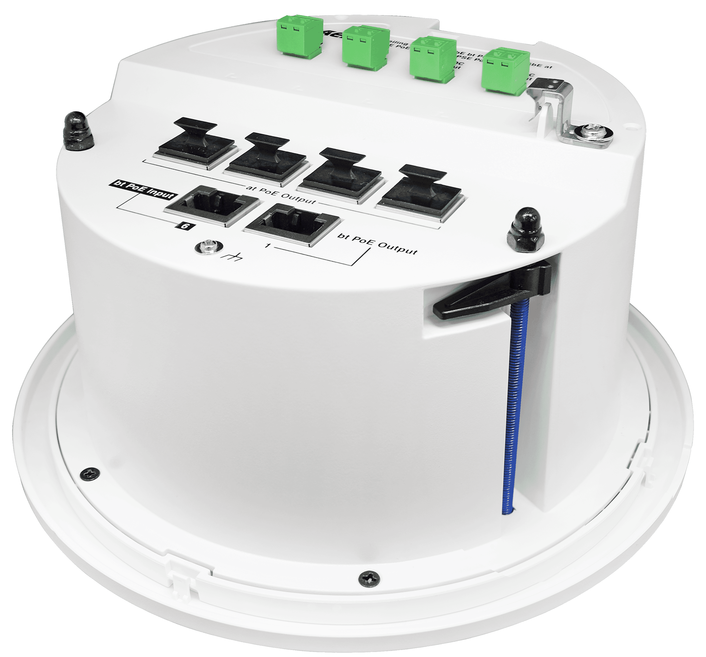 Aetek 4 Port Managed PoE Switch, In Ceiling, Daisy Chain, 12V/24V Out, Bt PoE In [C62-050-30-B]